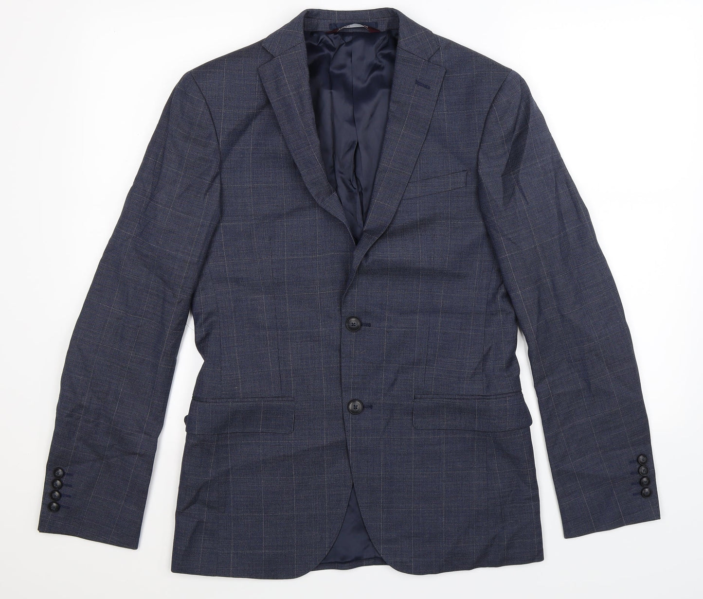 Marks and Spencer Mens Blue Check  Jacket Suit Jacket Size 36