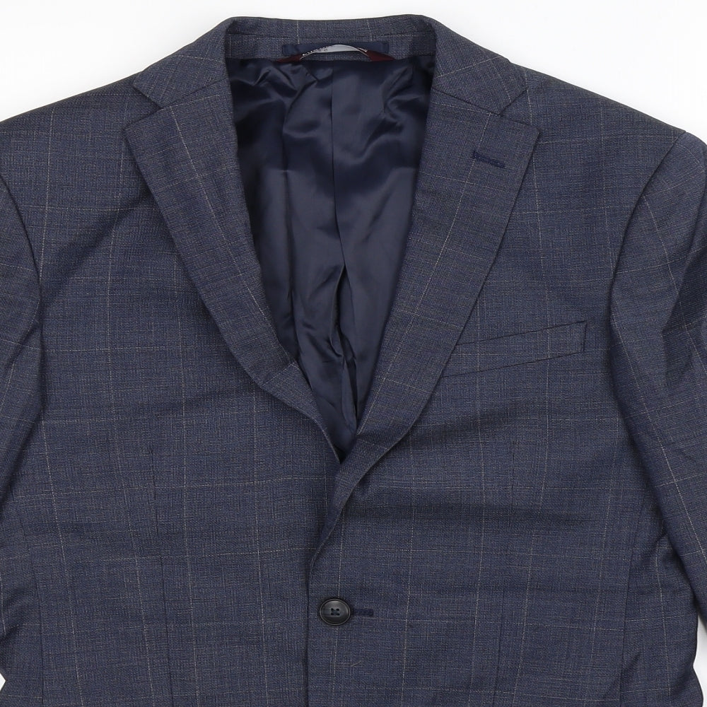 Marks and Spencer Mens Blue Check  Jacket Suit Jacket Size 36