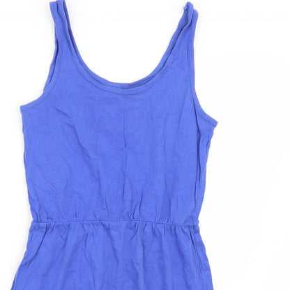 Close-up detail of Easy women’s blue a-line, size UK 10