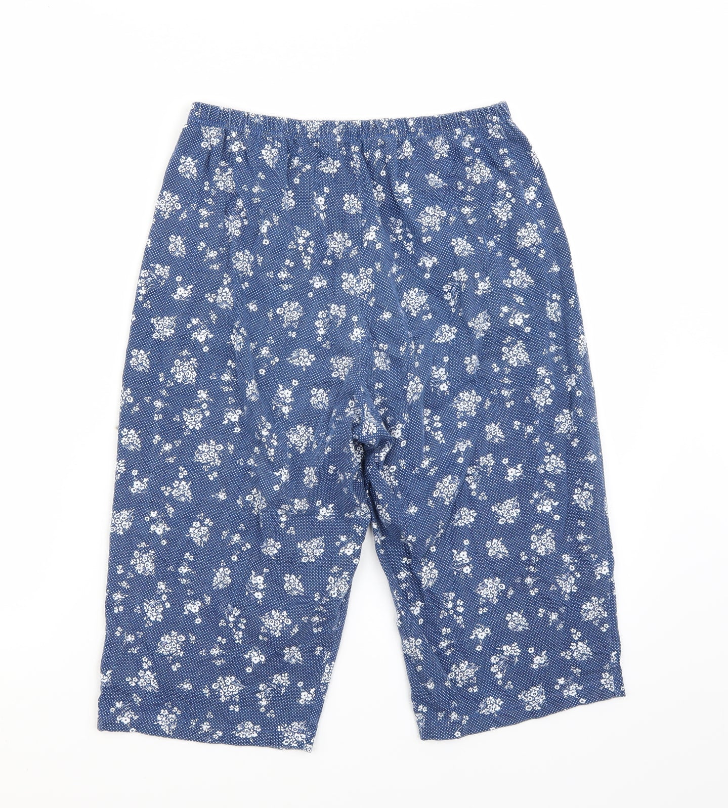 Estilo Womens Blue Floral  Cropped Trousers Size M