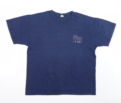 Additional front view of Hane tops women’s blue basic t-shirt, size XL