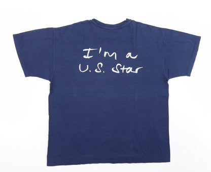 Back view of Hane tops women’s blue basic t-shirt, size XL