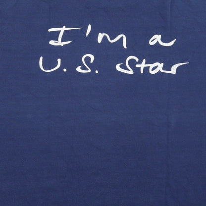 Brand and care label for Hane tops women’s blue basic t-shirt, size XL