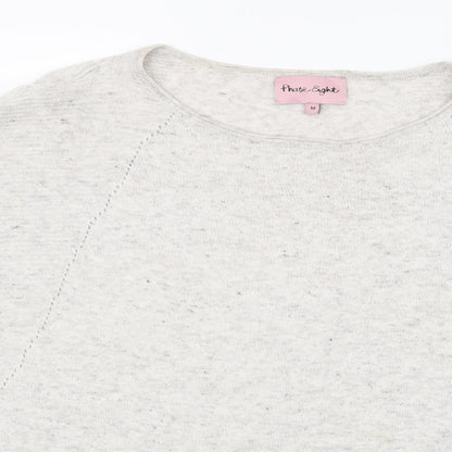 Close-up detail of Phase Eight women’s grey knit jumper, size M