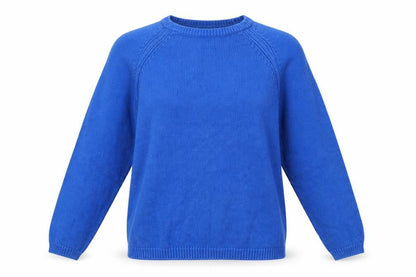Front view of Isle women’s blue knit jumper, size S