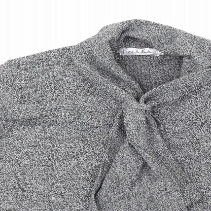 Close-up detail of Pure & Natural women’s grey knit jumper, size L