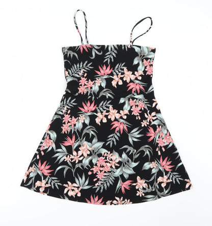 Additional front view of H&M women’s black floral basic blouse, size UK 12