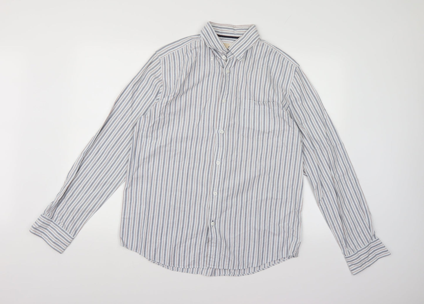 john ew Mens Blue Striped   Button-Up Size M