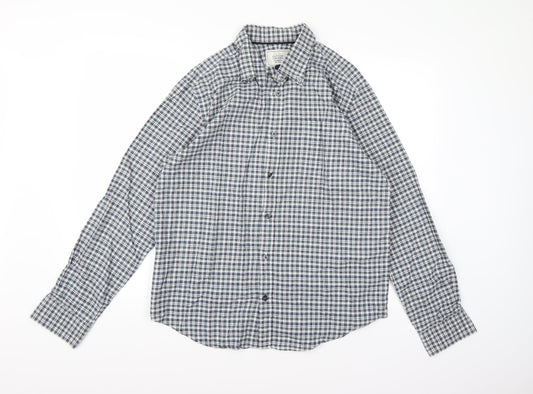 john kewis Mens Blue Check   Button-Up Size L