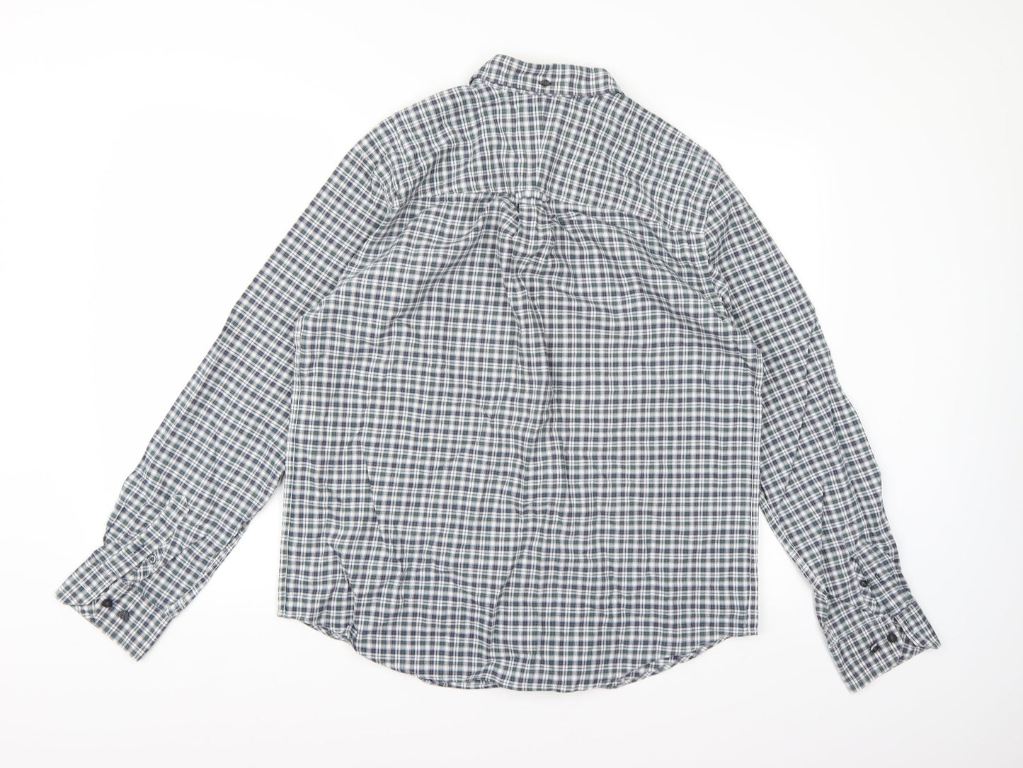 john kewis Mens Blue Check   Button-Up Size L