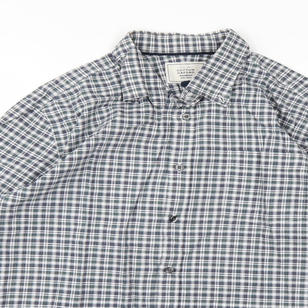 john kewis Mens Blue Check   Button-Up Size L