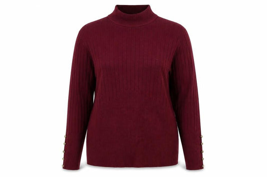 Front view of Per Una women’s purple striped jumper, size UK 16
