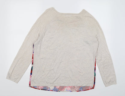 Back view of George women’s beige floral chiffon jumper, size UK 14