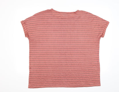 Back view of Vera Moda women’s brown striped knit basic t-shirt, size XL
