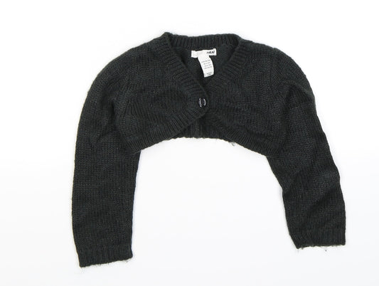 H&M Girls Green  Knit Shrug Jumper Size 2-3 Years  - with glitter