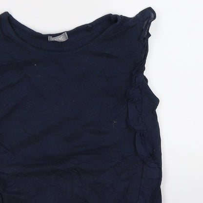 Close-up detail of Next girls’ blue tunic tank, size 7, years