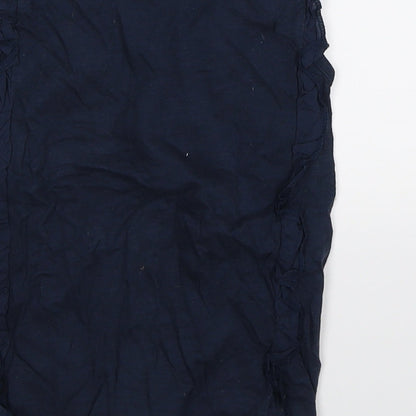 Brand and care label for Next girls’ blue tunic tank, size 7, years