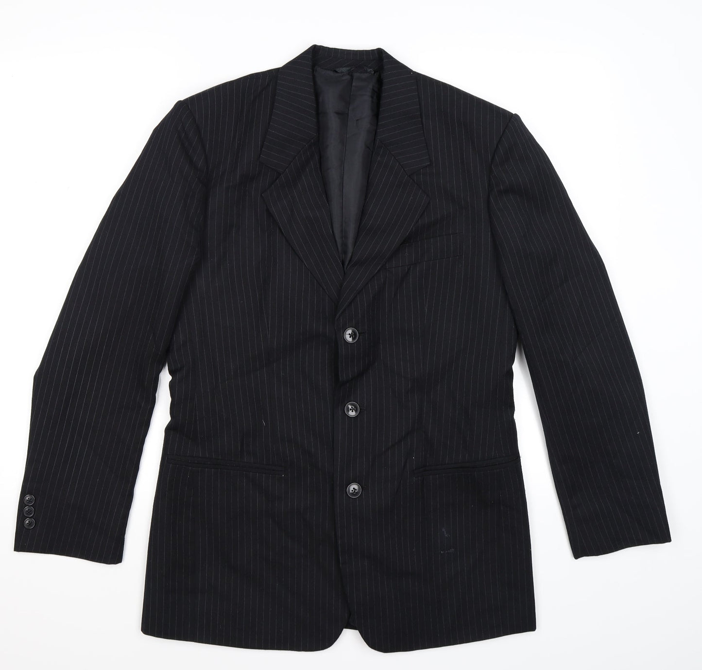 James Mens Black Striped  Jacket Suit Jacket Size 38