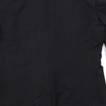 Brand and care label for James men’s black striped jacket suit jacket, size 38
