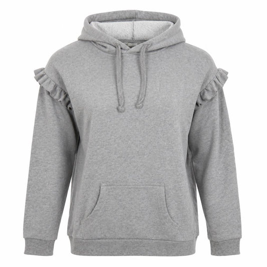 Front view of Papaya women’s grey pullover hoodie, size UK 10
