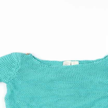 Close-up detail of Strawberry Faire girls’ blue jumper, size 6, years