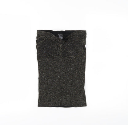 Additional front view of Preworn women’s gold basic tank, size UK 14