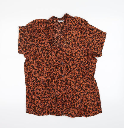 Additional front view of Evie women’s black polka dot basic button-up, size UK 14