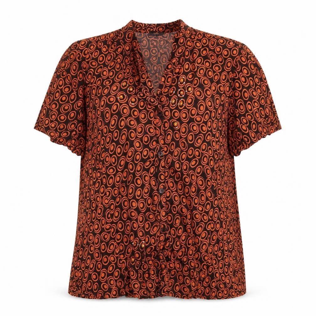 Evie Womens Black Polka Dot  Basic Button-Up Size 14