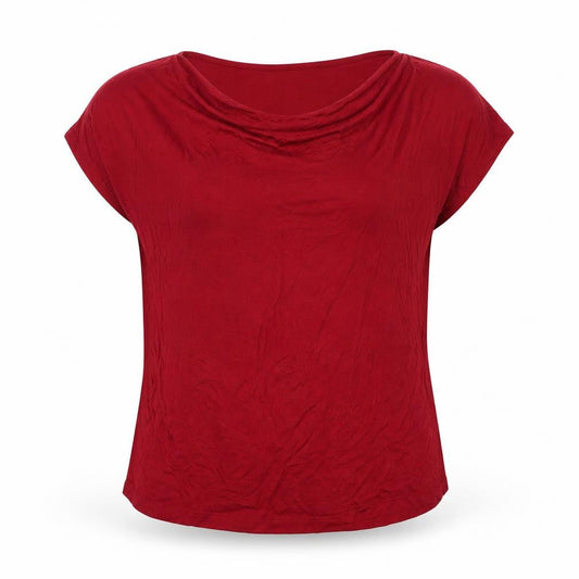 Front view of Sheego women’s red basic t-shirt, size UK 18