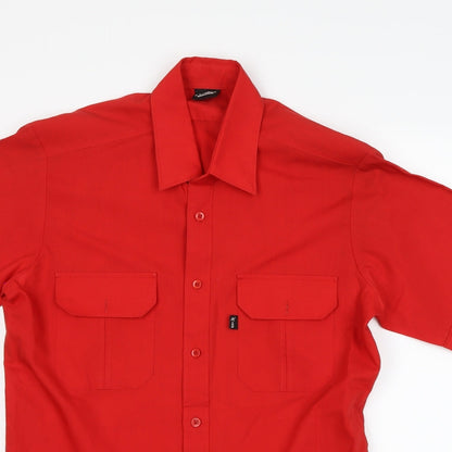 Close-up detail of Nico men’s red button-up, size M