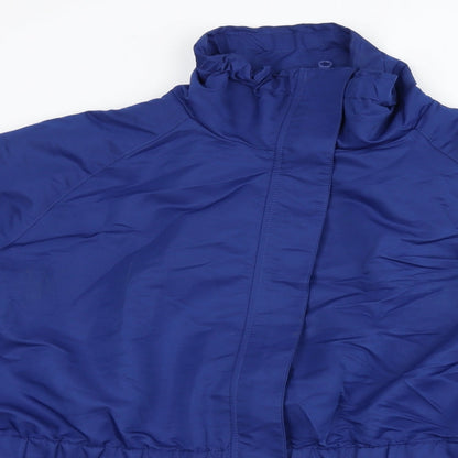 Close-up detail of venco women’s blue overcoat coat, size L