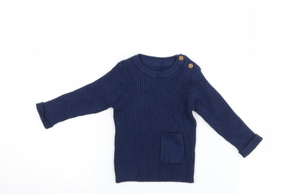Additional front view of Marks & Spencer girls’ blue basic t-shirt, size 0-3, months