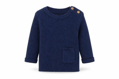 Front view of Marks & Spencer girls’ blue basic t-shirt, size 0-3, months