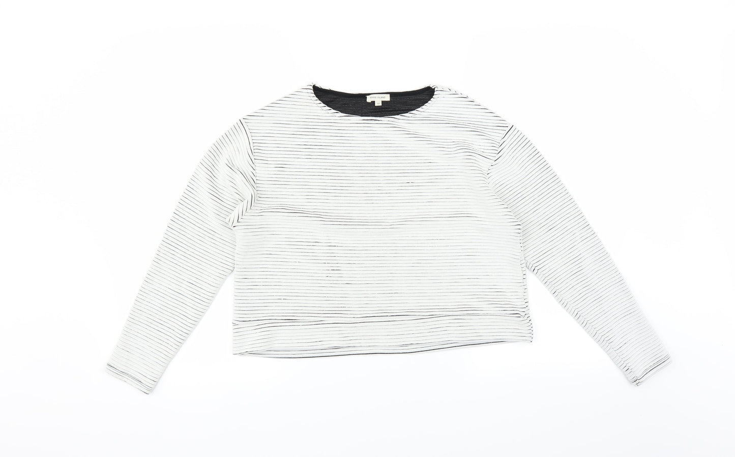 River Island Womens White Striped  Pullover Jumper Size 12  - CROPPED