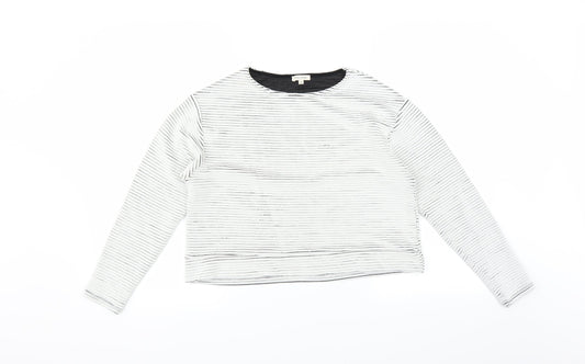 River Island Womens White Striped  Pullover Jumper Size 12  - CROPPED