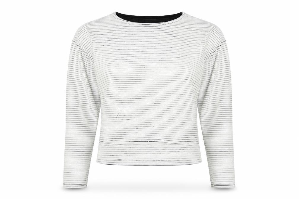 River Island Womens White Striped  Pullover Jumper Size 12  - CROPPED