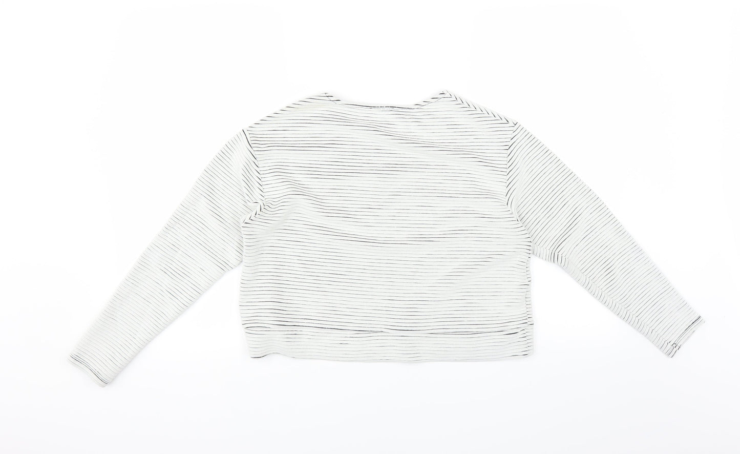 River Island Womens White Striped  Pullover Jumper Size 12  - CROPPED
