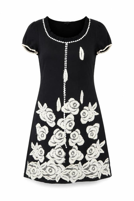 Stella Womens Black Floral  T-Shirt Dress  Size M