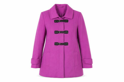 Front view of Simply Be women’s pink overcoat coat, size UK 14