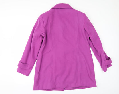 Back view of Simply Be women’s pink overcoat coat, size UK 14