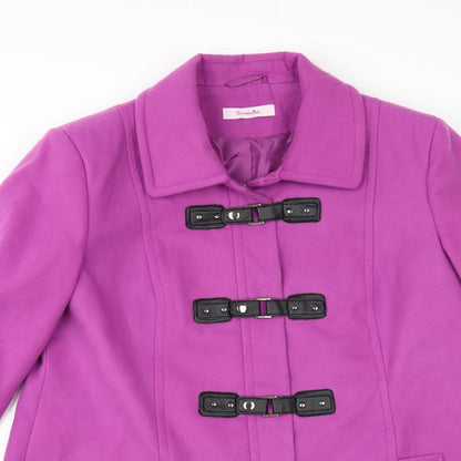Close-up detail of Simply Be women’s pink overcoat coat, size UK 14