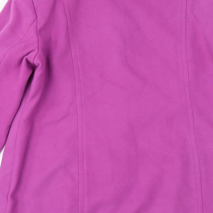 Brand and care label for Simply Be women’s pink overcoat coat, size UK 14