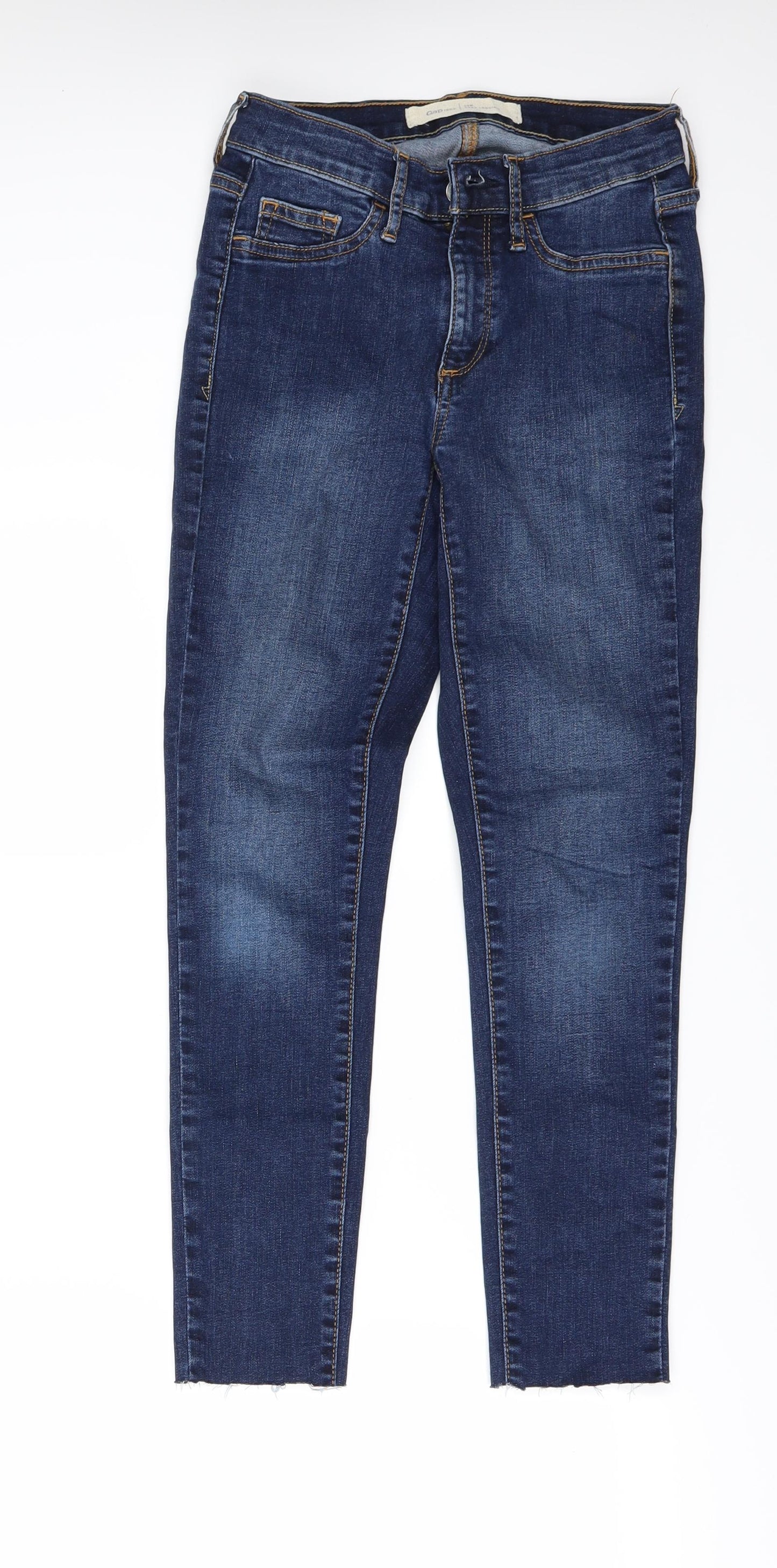 Gap Womens Blue  Denim Skinny Jeans Size 26 L26 in - Frayed Hem