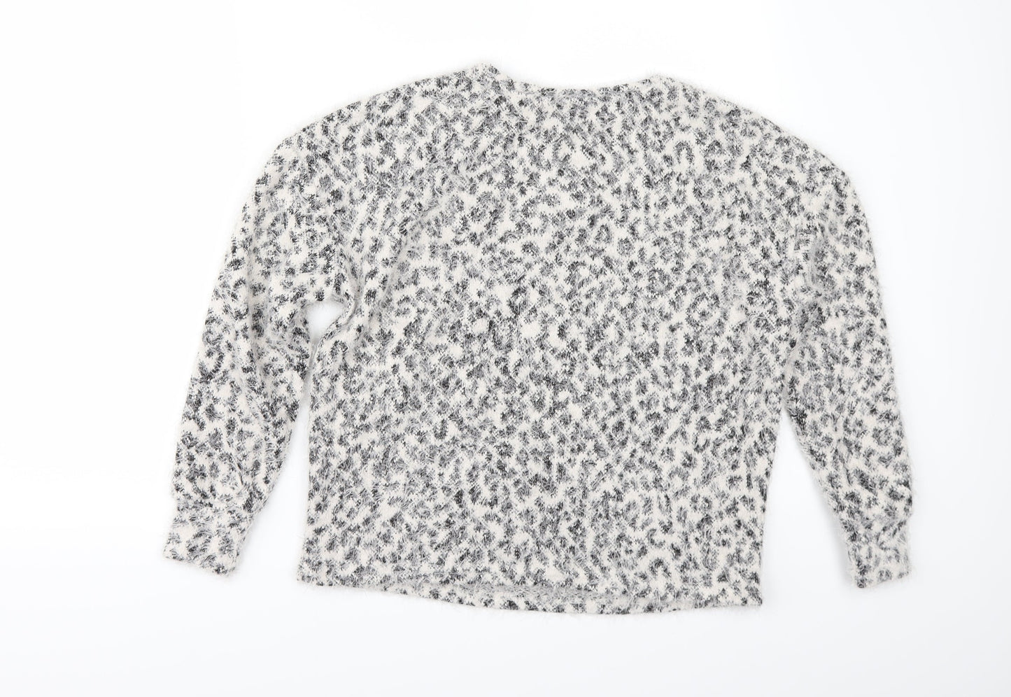 Primark Womens White Animal Print  Pullover Jumper Size 2XS