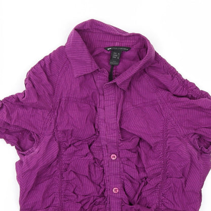 Close-up detail of Mango women’s purple tunic button-up, size XL