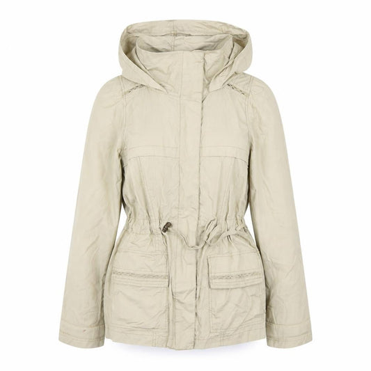 Front view of Miss Selfridge women’s beige jacket, size UK 8