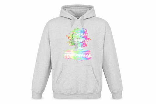 Front view of STYLIWISE women’s grey pullover hoodie, size S