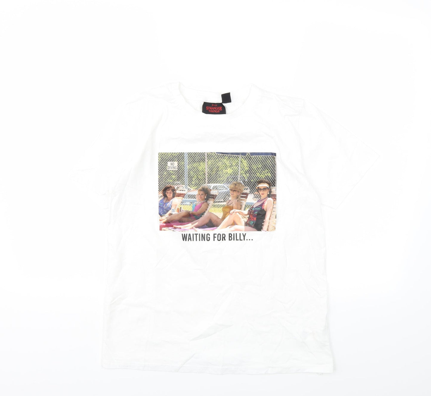 Netflix Womens White   Basic T-Shirt Size 10