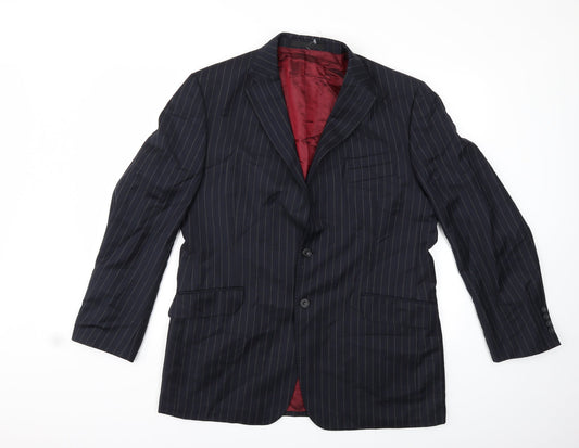 Preworn Mens Blue Striped  Jacket Suit Jacket Size 42