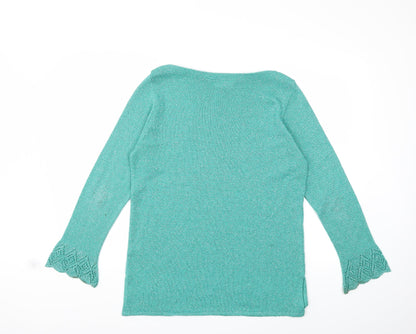 Back view of Kaleidoscope women’s green knit jumper, size UK 14